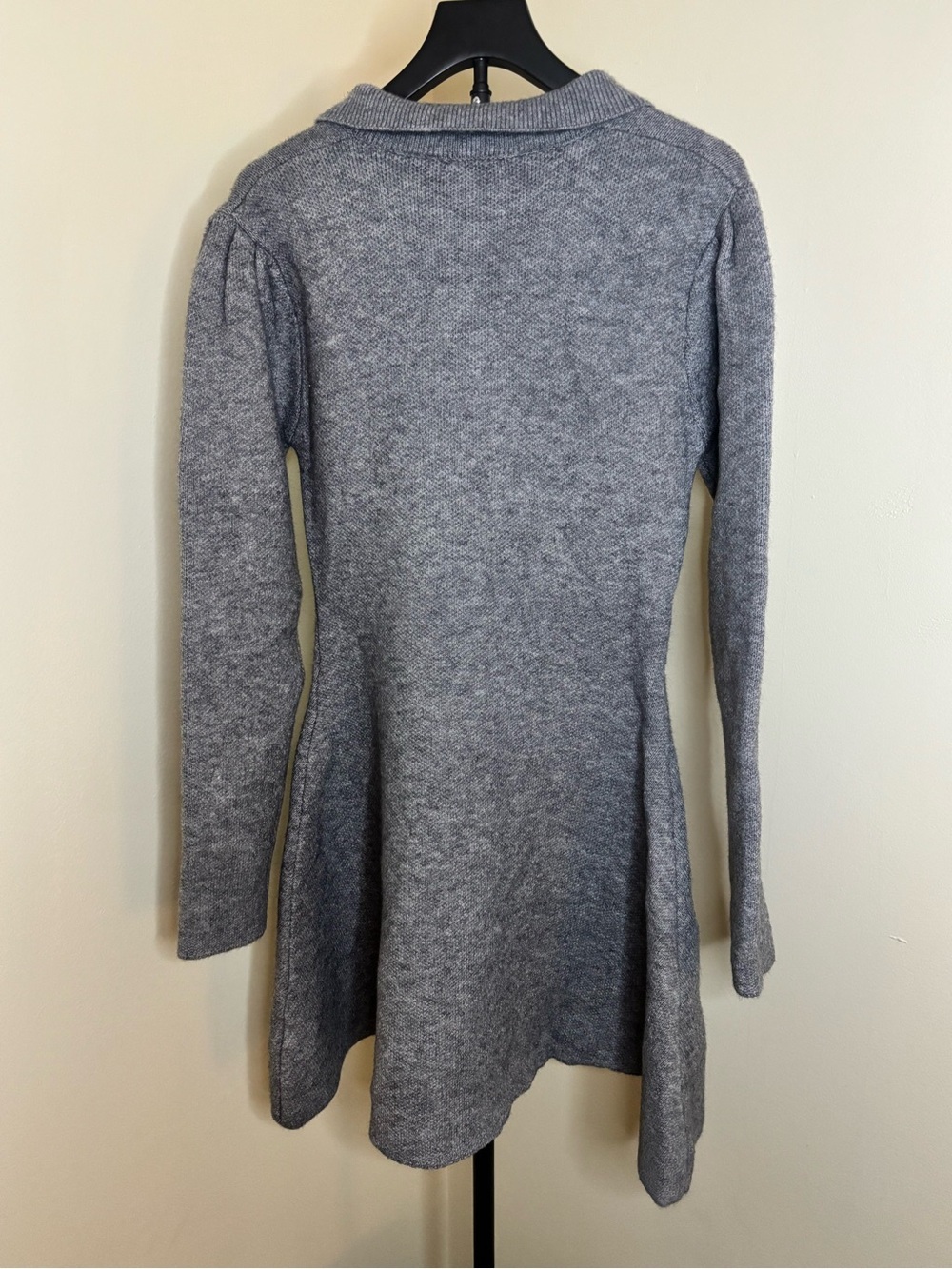 NWT Fashion Nova Gray Knit Polo Sweater Dress Long Sleeve A Line Mini Dress - Picture 3 of 5